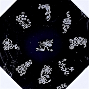 Stempelplade nailart stamping med en fe og blomster motiver